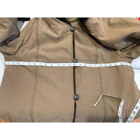 Utex Design Vintage 1980s Womens Long Hooded Coat with Faux Fur Lined Brown SZ L - Picture 15 of 15